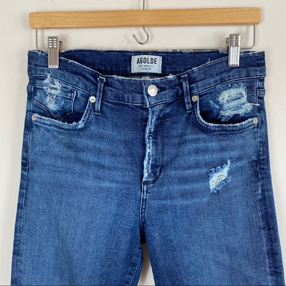 AGOLDE Sophie Distressed High Waist Skinny Crop